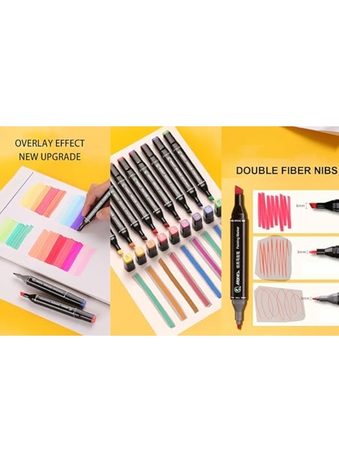 تاتش مجموعة أقلام رسم فنية مكونة من 48 لون بأطراف مزدوجة: نمط أزميل رفيع وعريض، لوازم فنية للتلوين والرسم مع حافظة أقلام - Image 4